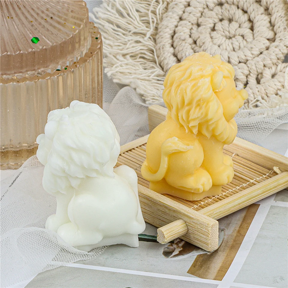 Lion King Sitting Silicone Candle Soap Mold Cartoon Statue Ornament Handmade DIY Resin Scented Animal Style Elements Gifts