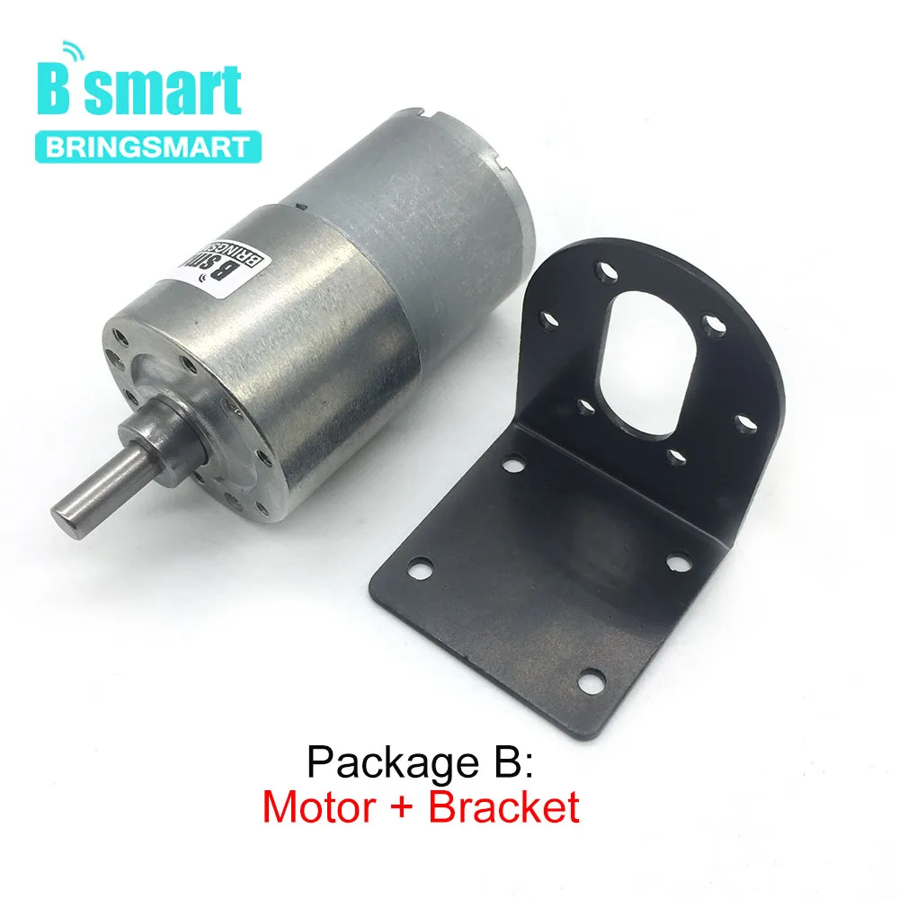 Bringsmart DC Geared Motor JGB37-3530 Micro Motor Smart Device12V 24 volt Low Speed Reducer Gearbox 12-960RPM 37MM Gearbox