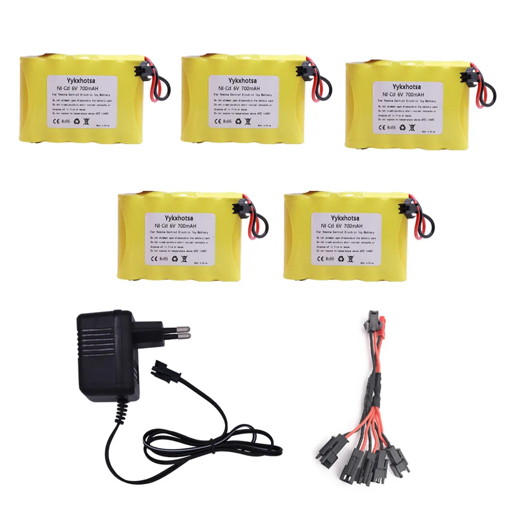 6V 700mah NiCD Battery SM Plug and Charger For Rc toys Cars Tanks Trains Robots Boats Guns 6V AA Battery Pack