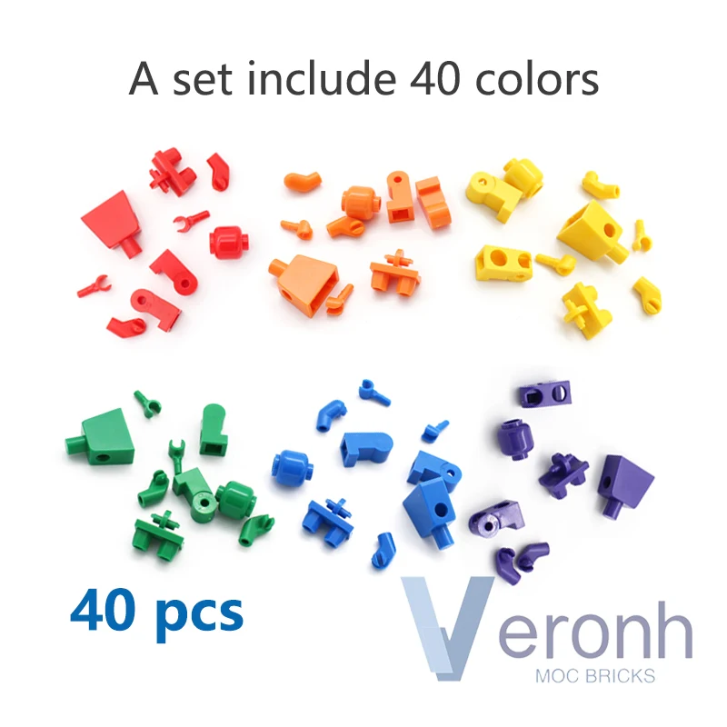 40pcs/set Solid Color Mini Doll Building Blocks Without Prints 40 Colors Figures Bricks MOC Accessory Display Toys Kids Gift