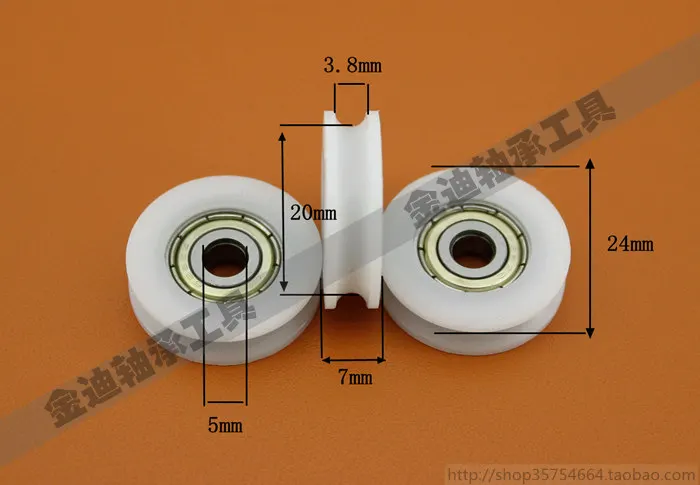 Il cuscinetto in nylon di plastica incapsulato con scanalatura a u è incorporato 5x24 x 7u-shaped groove injection pulley