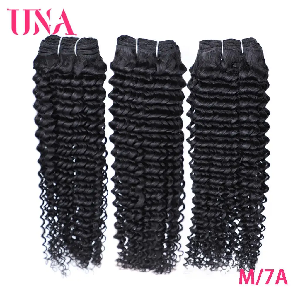 UNA Curly Hair Malaysia Human Hair Bundles 3 Bundles Deal Non-Remy Hair Extensions 300g/lot Color #1B 8\