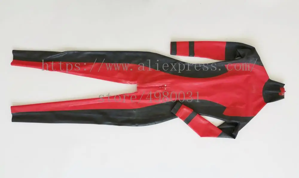 Back zipper to belly women's support custom tailored latex  cat suit what is made of 100% real natural latex materials