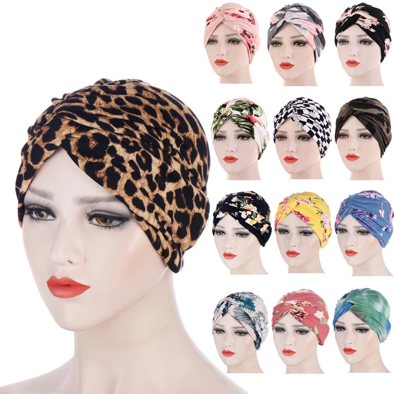 Women Head Scarf Fashion Printed  Bonnet Muslim Cap Turban Female Hat Headscarf Hat Arab Wrap Ethnic Style Headdress