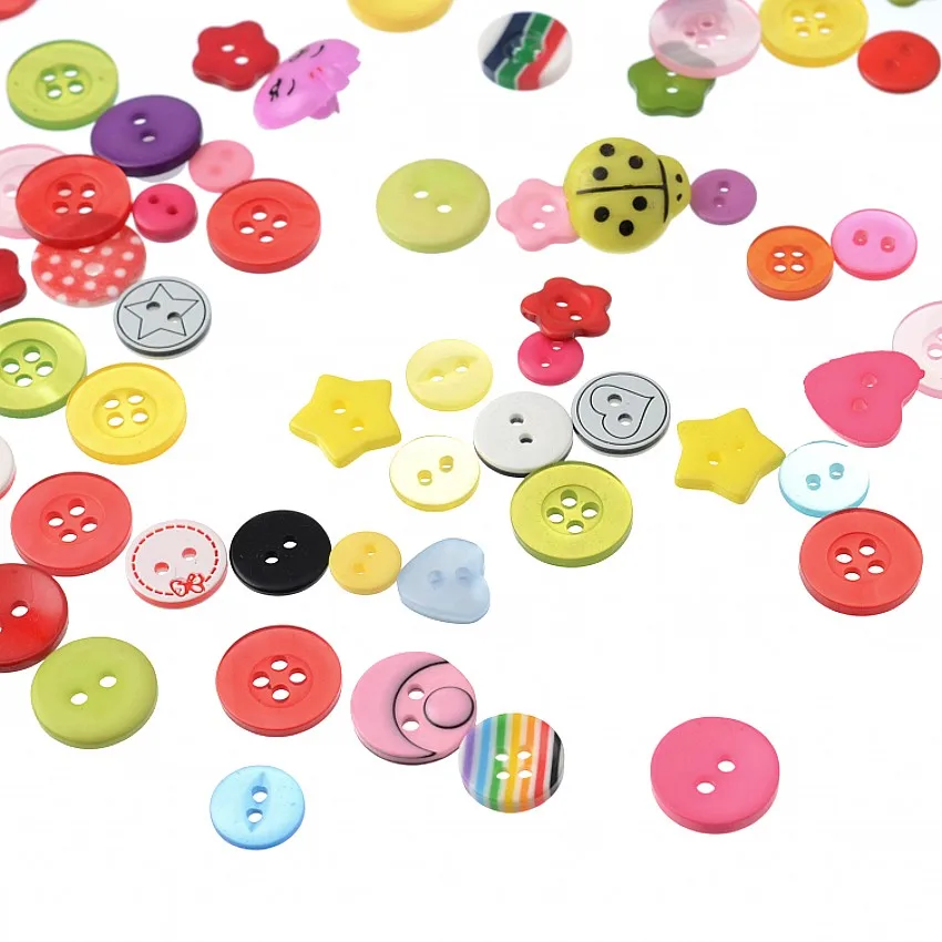 20/50/100pcs Mix Shape Multicolor Diy Scrapbooking Cartoon Buttons Plastic Children's Garment Sewing Notions