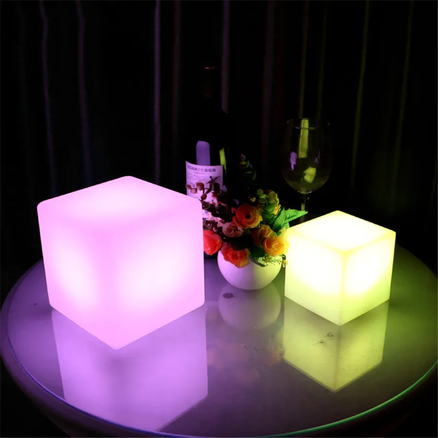 Veilleuse de Table LED Rechargeable, Lampe Tabouret Cube Étanche avec Télécommande, RVB, Couleur Proxy, Piscine, ix, Chaise, 30cm