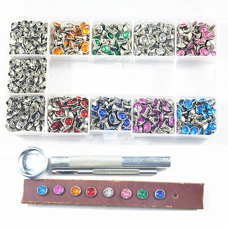 

400 sets 7mm Metal Double Cap Rivets Studs Round Rivet for Leather Craft Bag Belt Clothing Garment Shoes Pet Collar Decor