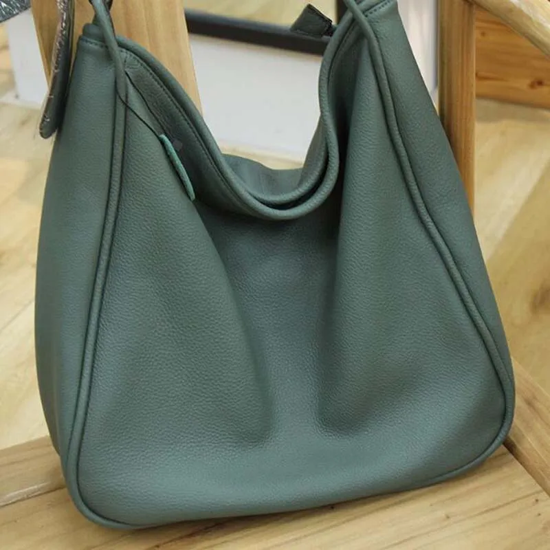 Large Cow Leather Shoulder Bag Women 100% Genuine Leather Crossbody Shoulder Bag Casual Big Vintage Quality Ladies Shopping Bags