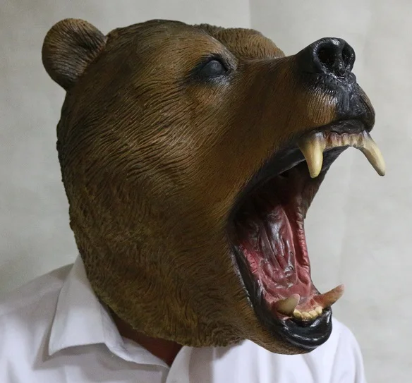 Realistic Grizzly Bear Head Brown Bear Mask Latex Full Head Animals High Quality Fancy Dress Up Party Masks