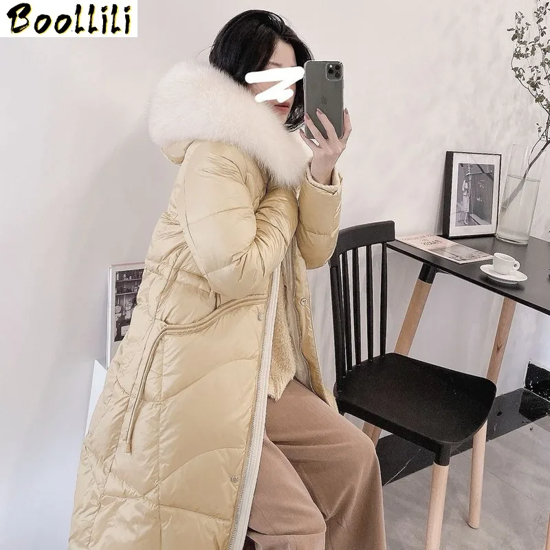 

90% White Boollili Duck Down Jacket Women Clothes 2023 Winter Coat Women Fox Fur Collar Korean Puffer Jacket Women Parka