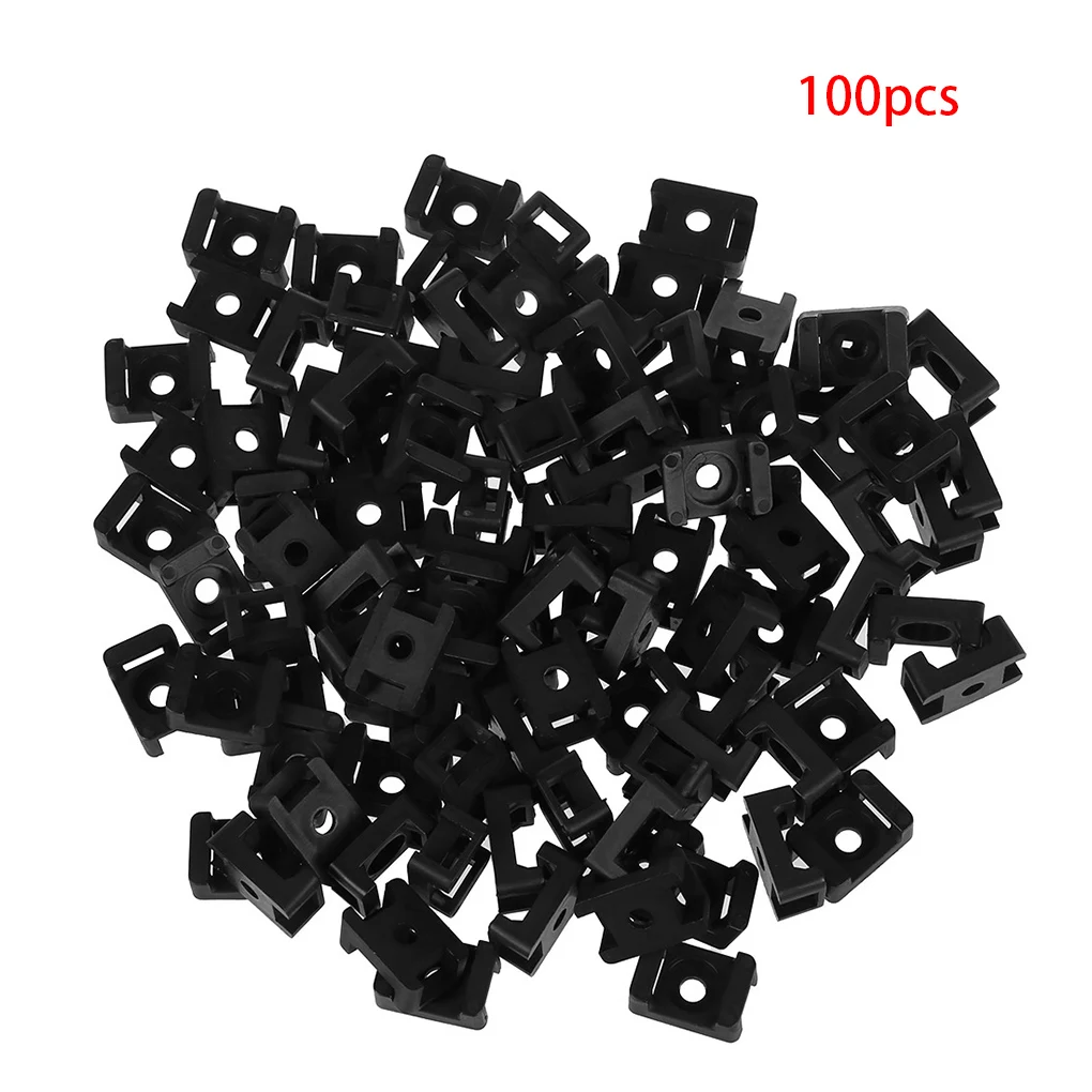 100pcs Cable Tie Mount Clips Saddle Type Wire Holder Bases Computer TV Cord Fixing Clamps Wire Fixing Base Accessory