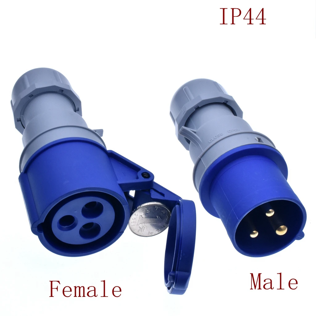 Industrial Plug Connector 16A-6H 250V waterproof dustproof IP44 2P+PE Industrial Socket 3P Female/Male socket