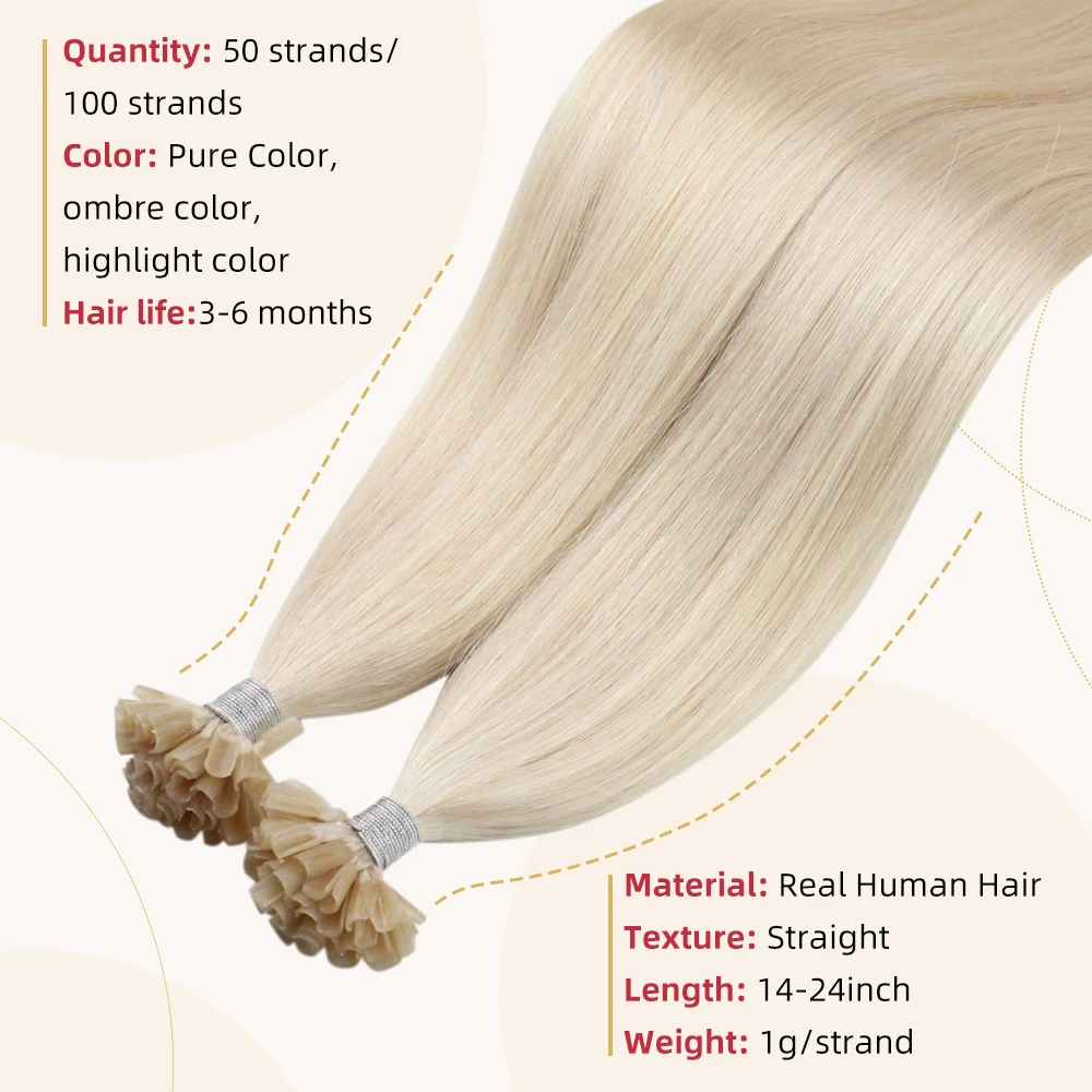 Moresoo U 팁 헤어 익스텐션 기계, 레미 인간 사전 접착 헤어, 브라질 천연 헤어 스트레이트 네일 팁, 케라틴, 14-22IN, 1 g/s