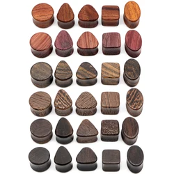 Alisouy 2pcs Punk Nature Wood Flesh Saddle Ear Tunnels Plugs Gauges Double Flared Ear Expender Stretcher Body Piercing Jewelry