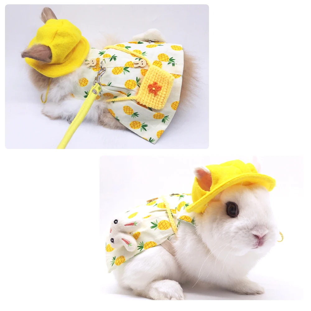 Cute Bunny Pet Vest Accessories Outdoor Leash Rabbit Clothes Harness Strap Leash For Rabbit Dress Clothes Harness For Rabbit