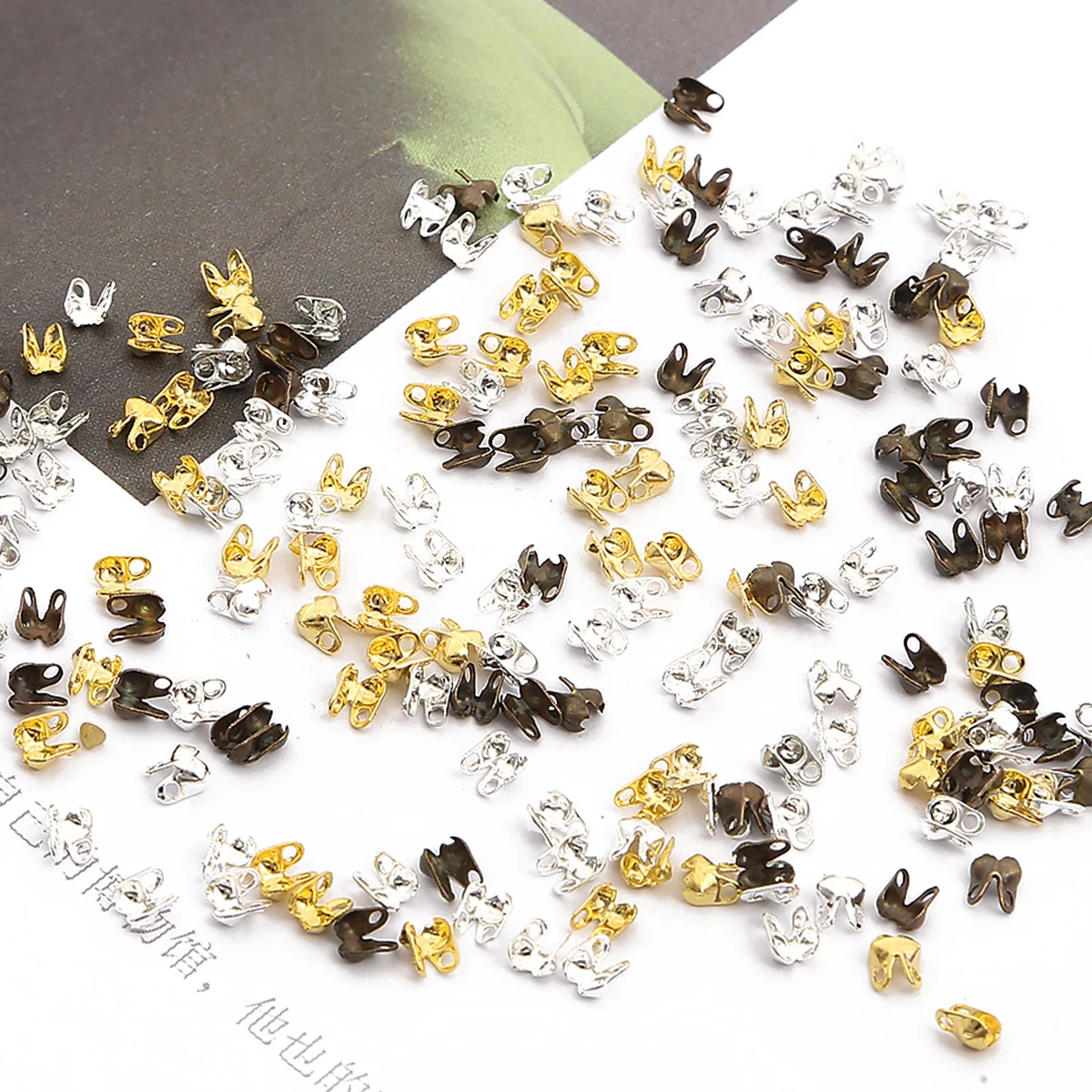100pcs 2.5x4mm  Jewelry Finding Gold Silver Plated End Crimps Beads Ball Chain Connector Clasp Findings