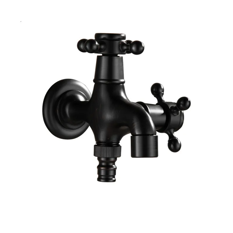 1pcs High quality Black Oil Rubbed Bronze double using washing machine faucet bathroom corner faucet tap garden outdoor mixer