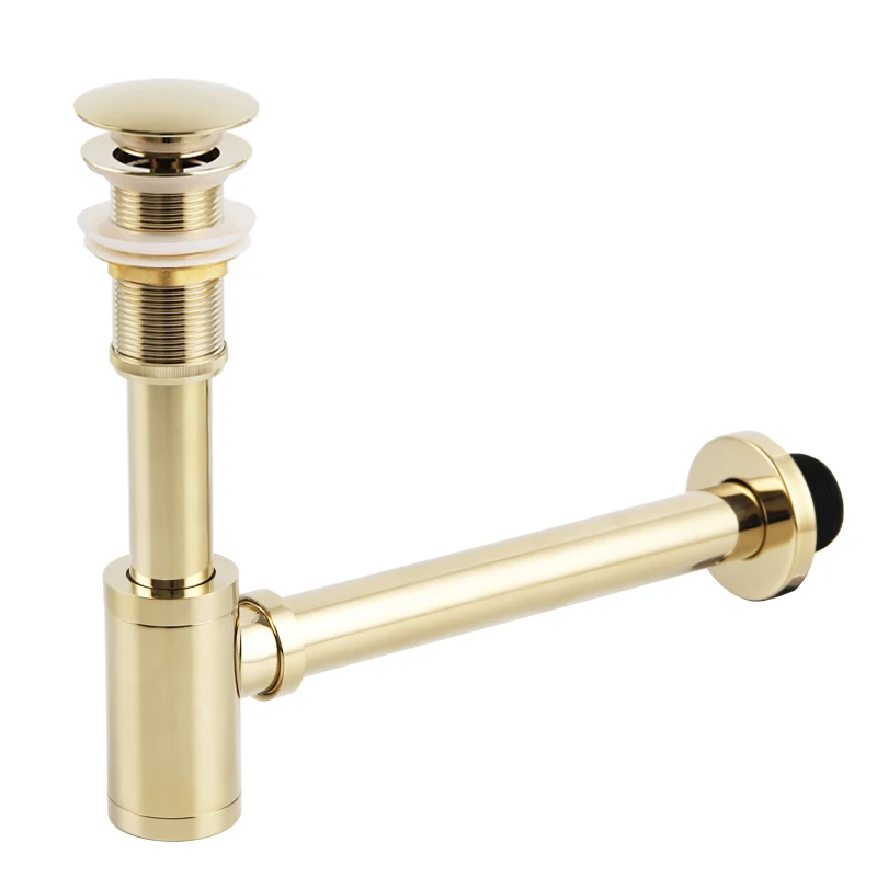 Tuqiu Basin Pop Up Drain Antique Brass Bottle Trap Bathroom Sink Siphon Drains with Pop Up Drain Kit P-TRAP Pipe Waste Hardware