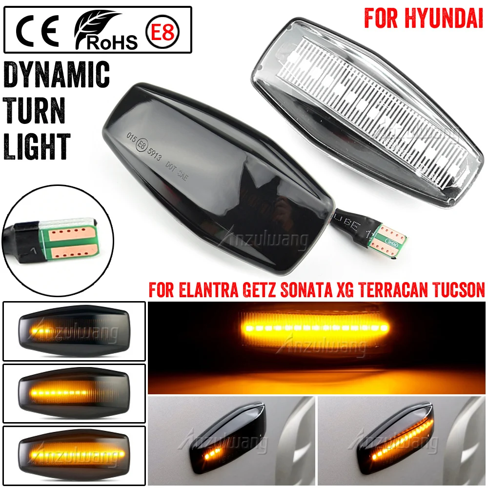 

LED Dynamic Turn Signal Light Side Marker Lamp Repeater Signal Lights For Hyundai Elantra Getz Sonata XG Terracan Tucson Kia