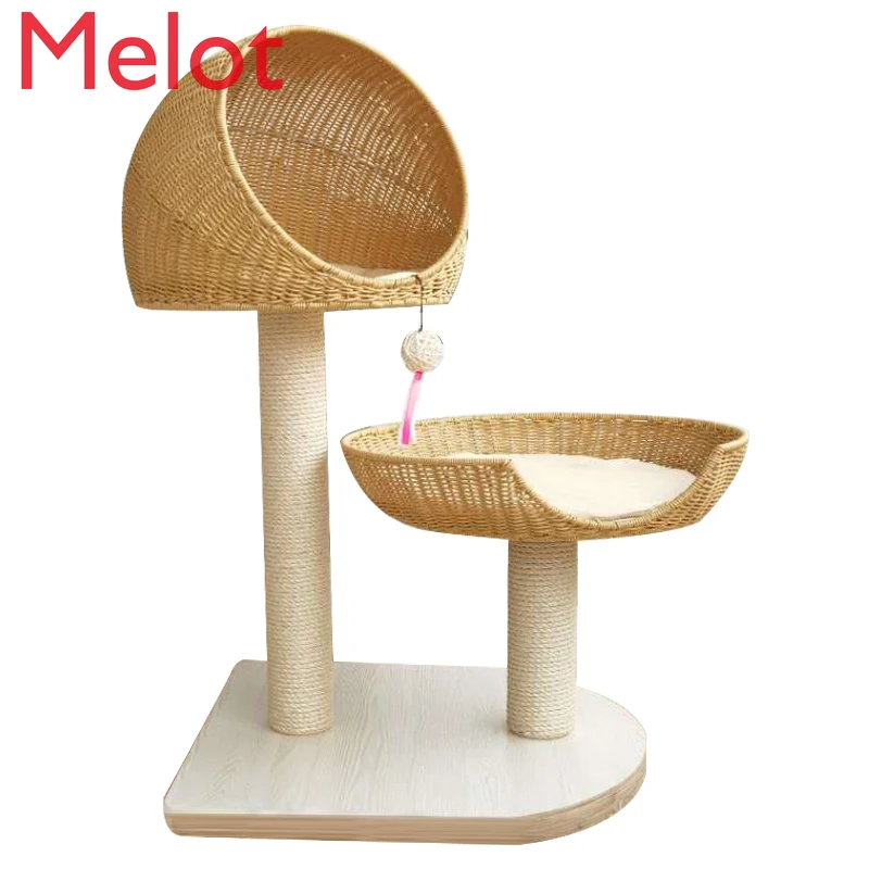 

Winter Rattan Cat Climbing Frame Solid Wood Banana Leaf Cat Nest Four Seasons Cat Climber Cat Scratch Board Cat Tree Cat House