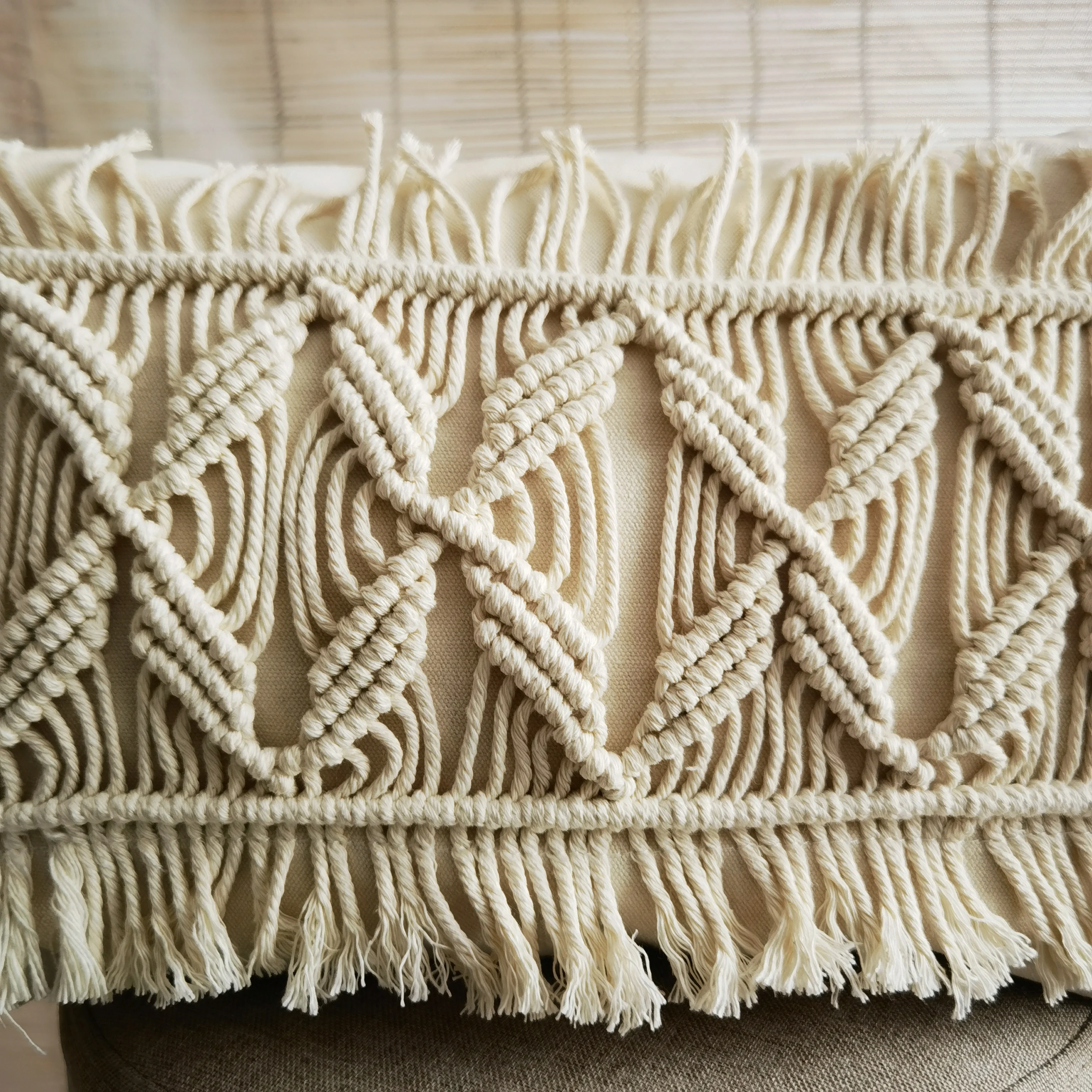 Macrame handmade cushion cover Bohemian throw pillow cover  wedding decorative cushion sham custom size and color