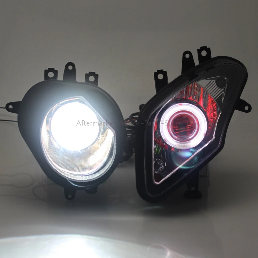 Motorcycle HID Xenon Projector Conversion Headlight LED White Angel Eyes Red Demon Eyes Headlamp For BMW S1000RR S 1000 RR 09-14