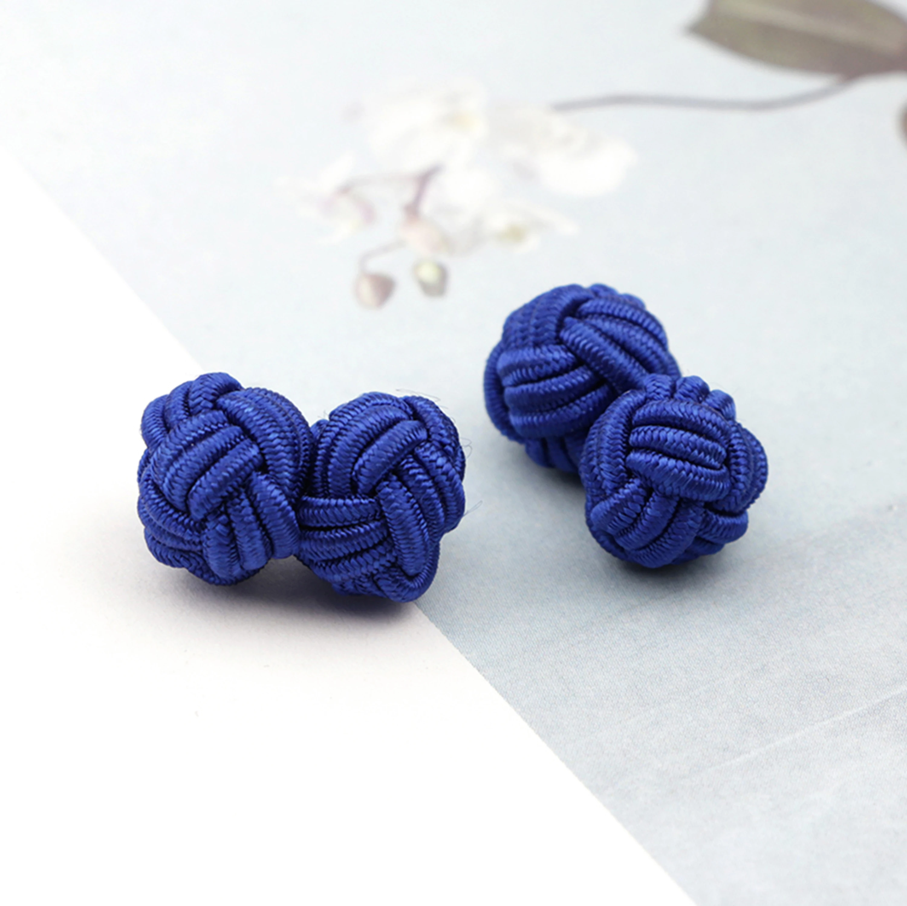 Colorful Double Rope Ball Knot Cufflinks Novelty Solid Colors Braided Handmade Elastic Upscale Men\'s Classic Cuff Links For Men