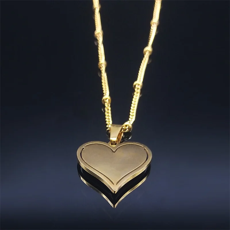 2023 Stainless Steel Black Crystal Heart Necklaces Charm Women Gold Color Small Pendants Necklaces Jewelry bijoux N8261S01