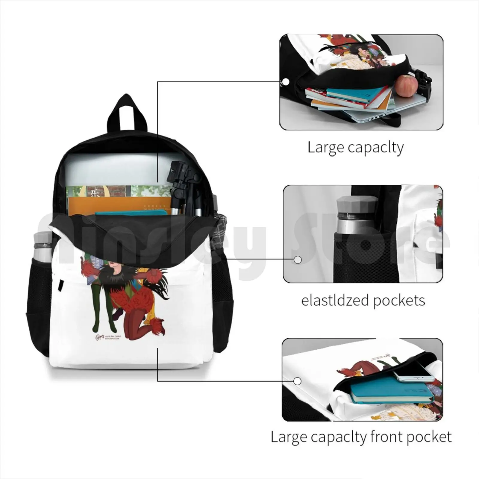 Henny Penny Outdoor Hiking Backpack Riding Climbing Sports Bag Tv Character Caricature Girls Womens Classic Vintage 1980s Retro image 4