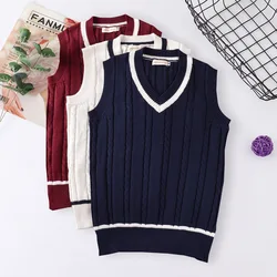 School Uniform Sweater For Women And Men College British Japanese JK V-Neck Girls Boys Vest Cotton Outerwear Knitting Waistcoat