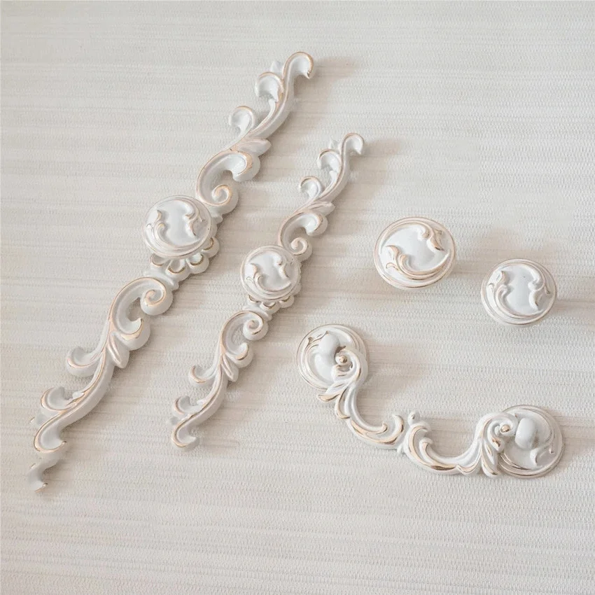 Shabby Chic Lade Knoppen Pulls Back Plaat Deurgrepen Kast Bail Dresser Pull Knop Ivoor Wit Gouden Kast Handvat