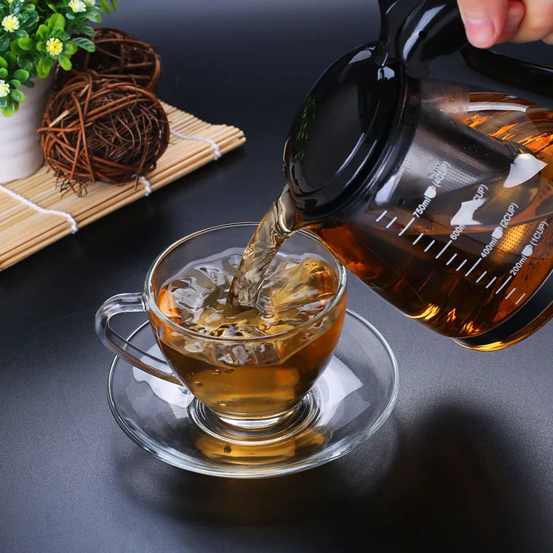 Creative Design Glass Teapot 750ml &1200ml Fashion Glass Teapot  for Tea Flower with Removable Steel Infuser Filter Tea Kettle