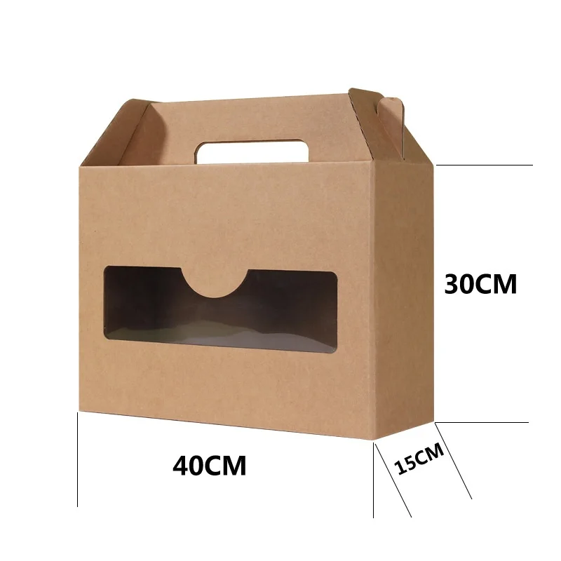 20Pcs/Lot Large Universal Portable Kraft Paper Packing Box With Window Fruits Gift Box Empty Box Thickened Honey Carton