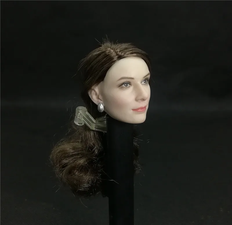 Collection 1/6 Women Soldier Head Sculpt Sexy Wavy Roll With Real Hair Fit 12Inch Action Figure Toy Pale Skin Body Model