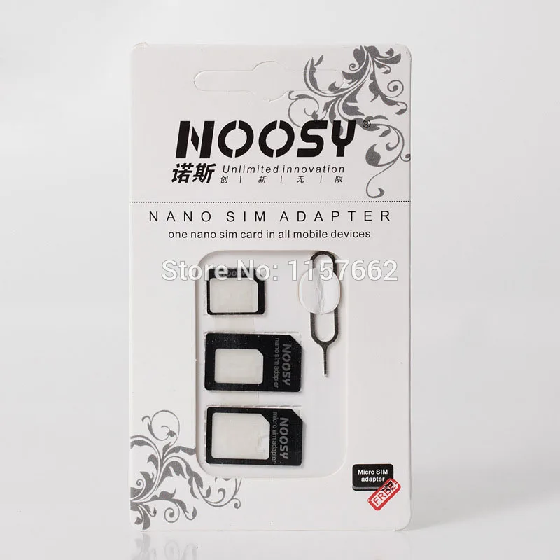 Noosy Nano – adaptateur de carte Micro SIM 4 en 1, broches d'éjection pour iPhone 11 pro, iPhone 6, 6plus, 7, 7plus, avec boîte de détail, 500 jeux (2000 pièces)