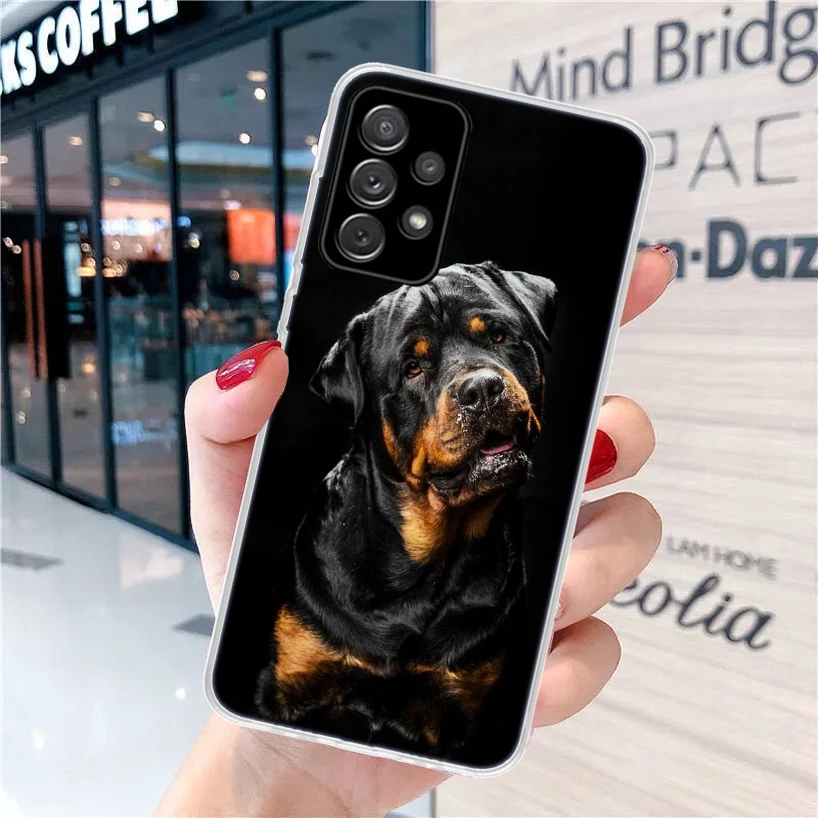 Cute Rottweiler Dog For Samsung Galaxy A15 A14 A13 A12 A55 A54 A53 A52 Phone Case A32 A35 A34 A33 A25 A24 A23 A22 A04S A03S A02S