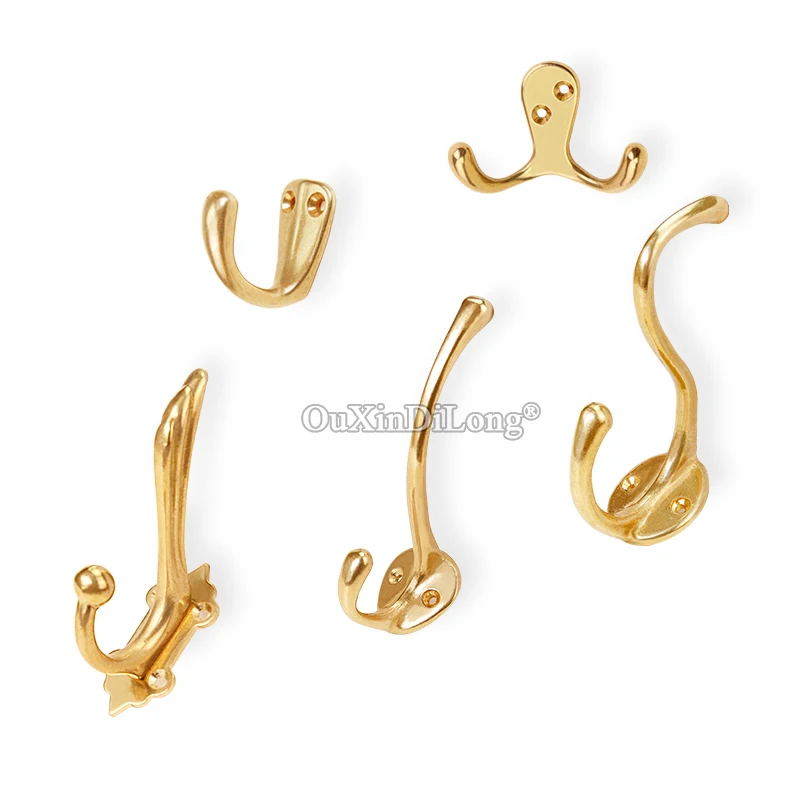 

Retro Vintage 2PCS European Antique Brass Robe Hooks Coat Hat Hook Key Bag Hook Clothes Robe Hangers with Screws Home Decoration