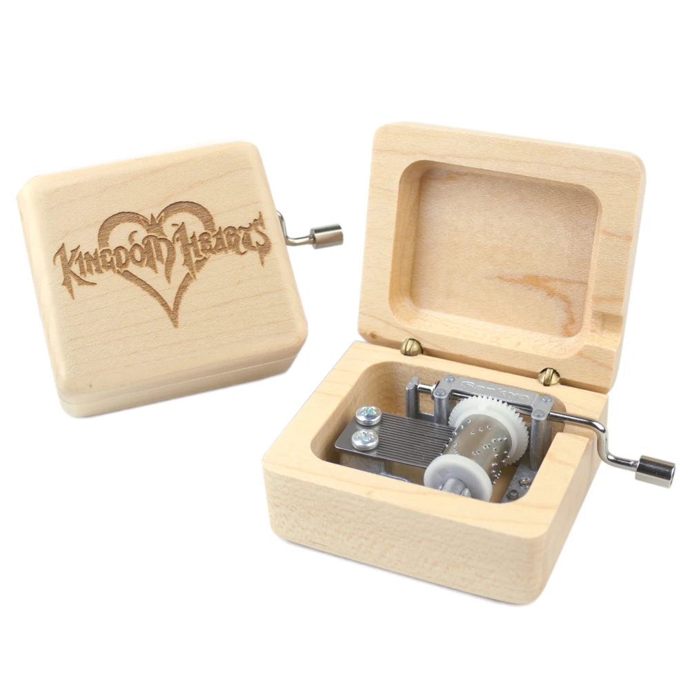 Rosiking Carved wooden hand crank Kingdom hearts Music Box Carved Mechanism Gift For Frends Girl and Children Birthday Gift