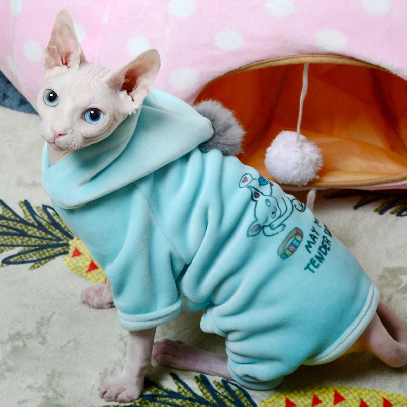 Cat Dog Clothes Fashion Cartoon Hoodies Soft Sphynx Costumes Winter Kitten Small Medium Dogs Cats Coat jacket Chihuahua Clothing