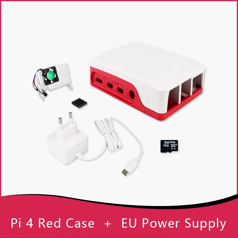 Officiële Raspberry Pi 4 Case Raspberry Pi 4 Case Fan 15.3W USB-C Voeding Eu/Us/Uk plug