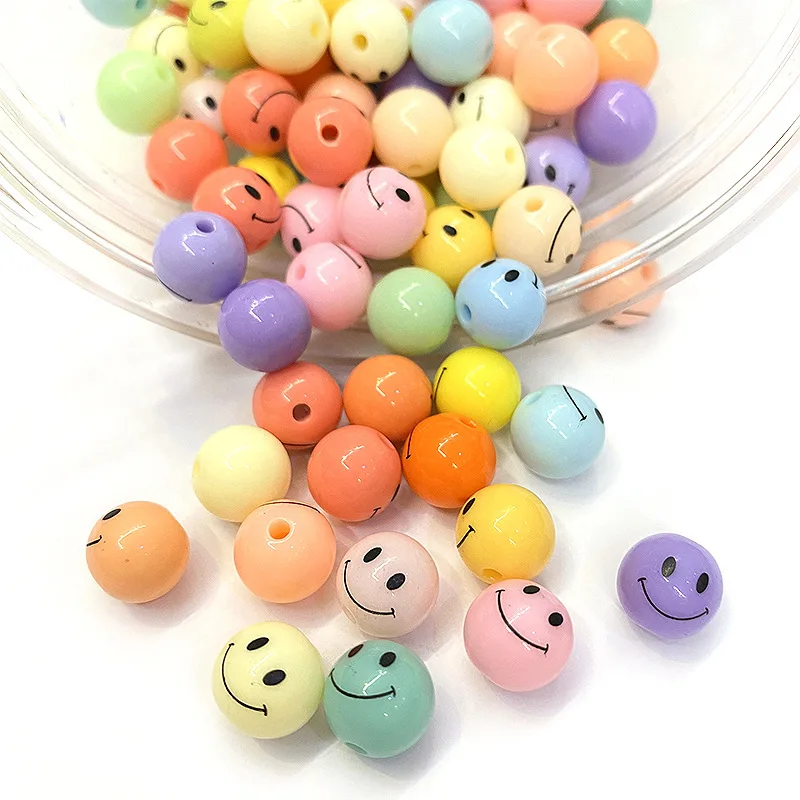 8-20mm Yellow Acrylic Smile Face Round Smiling Beads For Jewelry Making Handmade Diy Bracelet Necklace Earrings