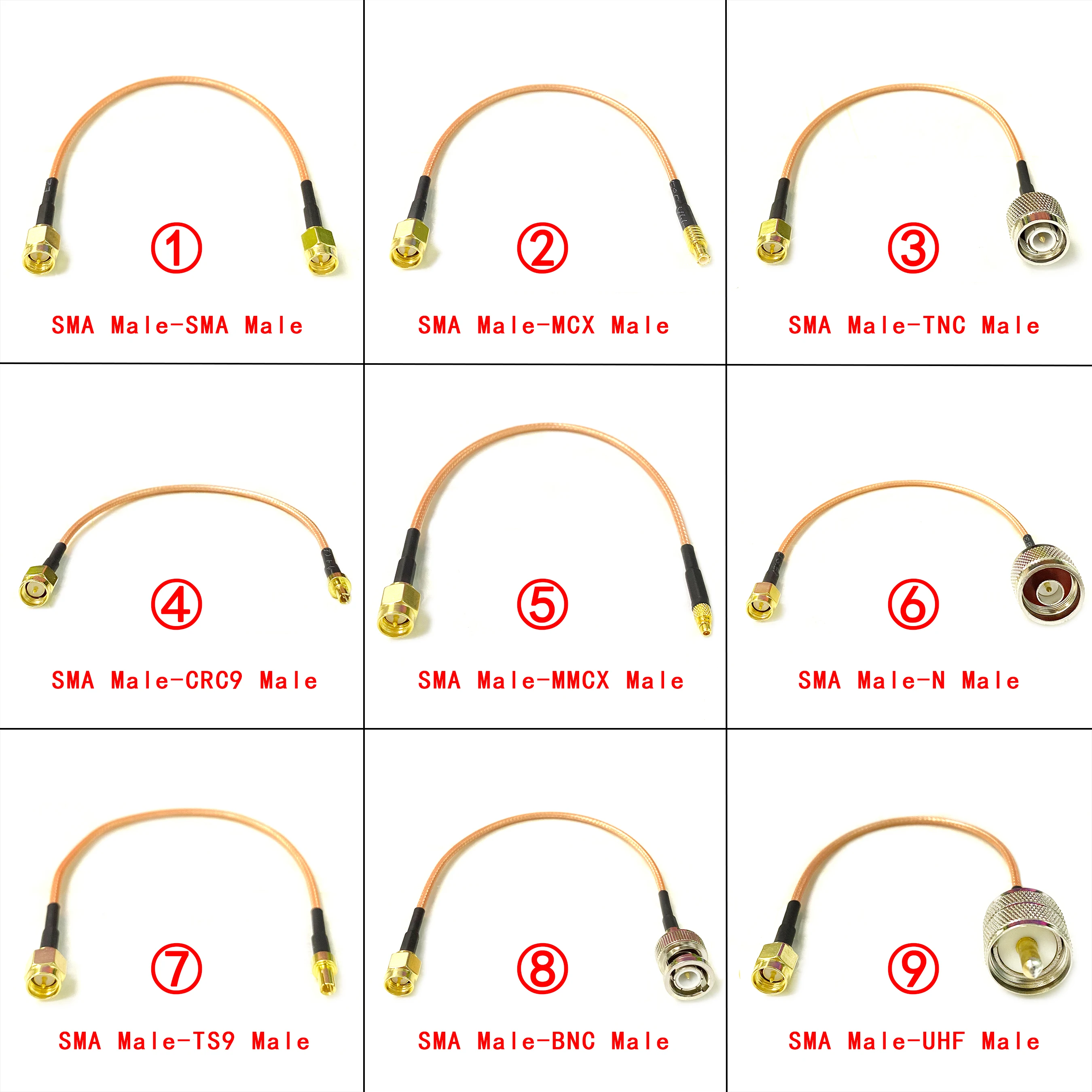 Wtyczka męska SMA do SMA N TNC BNC UHF MCX MMCX TS9 CRC9 Prosty kabel pigtailowy RG316 do bezprzewodowego modemu WIFI 3G 4G NOWOŚĆ