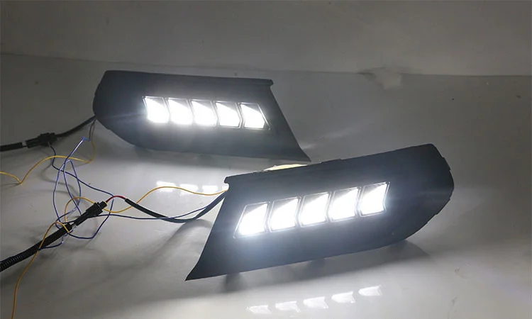 eOsuns led drl daytime running light for Ford escort 2019 with Dynamic moving yellow turn signal