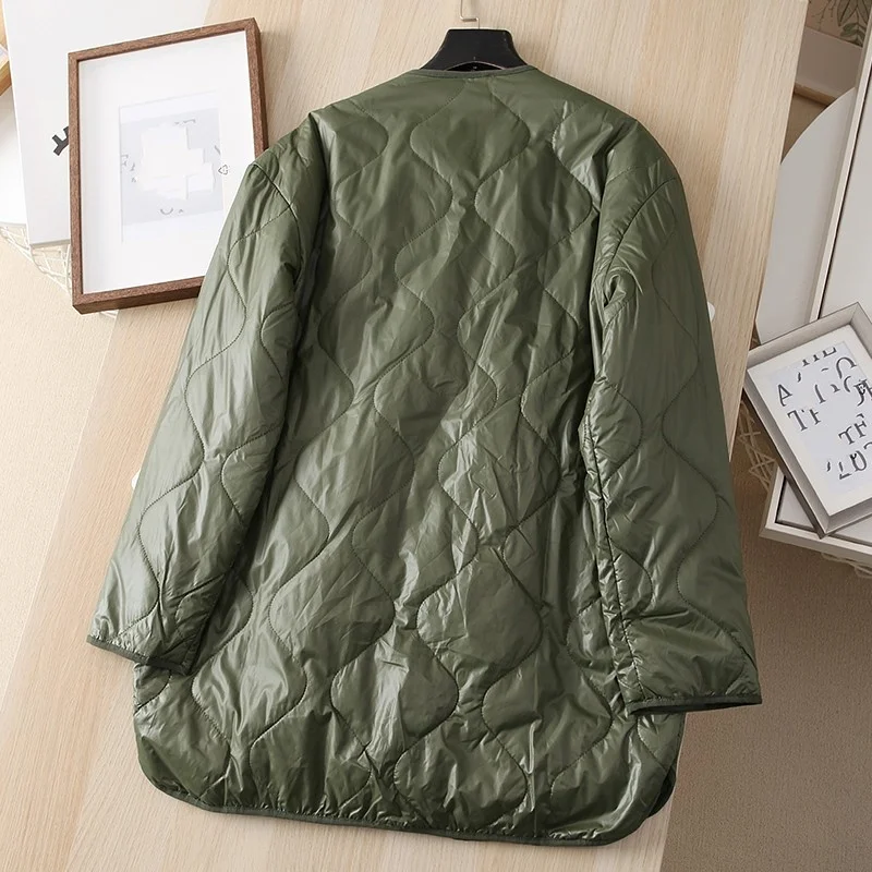 

New Autumn Solid Womens Warm Parka Coat O-Neck Single Breasted Straight Concise Korean Style Vintage Fashion Female Outerwear