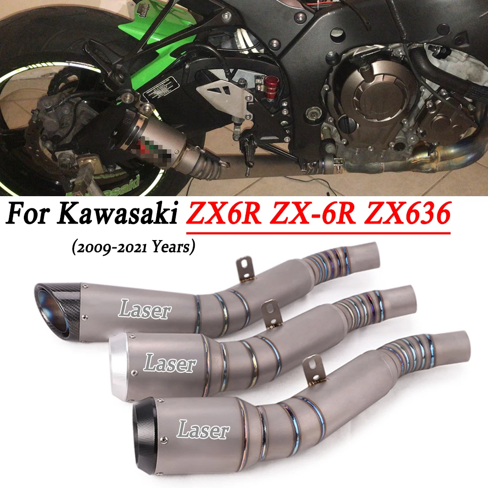 

Slip on For Kawasaki ZX6R ZX-6R ZX636 2009-2021 Motorcycle Exhaust System Modify Muffler Escape Moto Titanium Alloy Mid Tailpipe