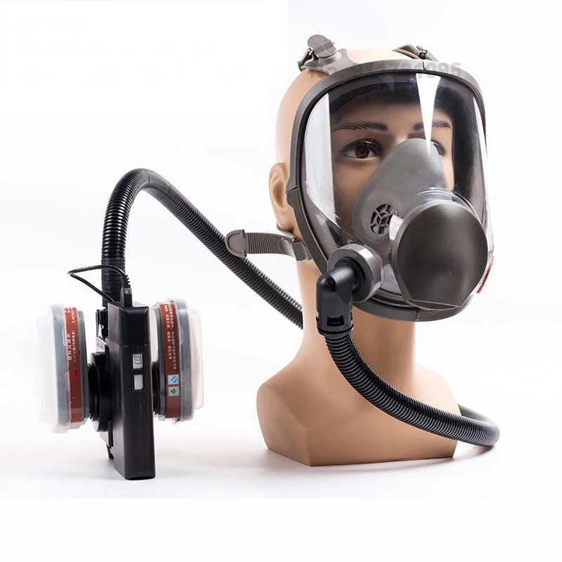 Portable Air-Supply Breathing Apparatus Electric Gas Mask Spray Paint Chemical Fire Extinguishing Blower Full Face Mask