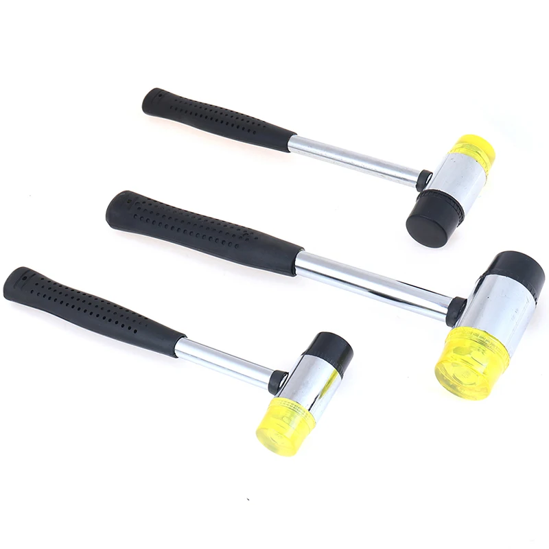 25/30/35mm Double Face Soft Touch Hammer Black Plastic Coated Grip Double Head Rubber Hammer Handheld Tool Leather DIY Tool