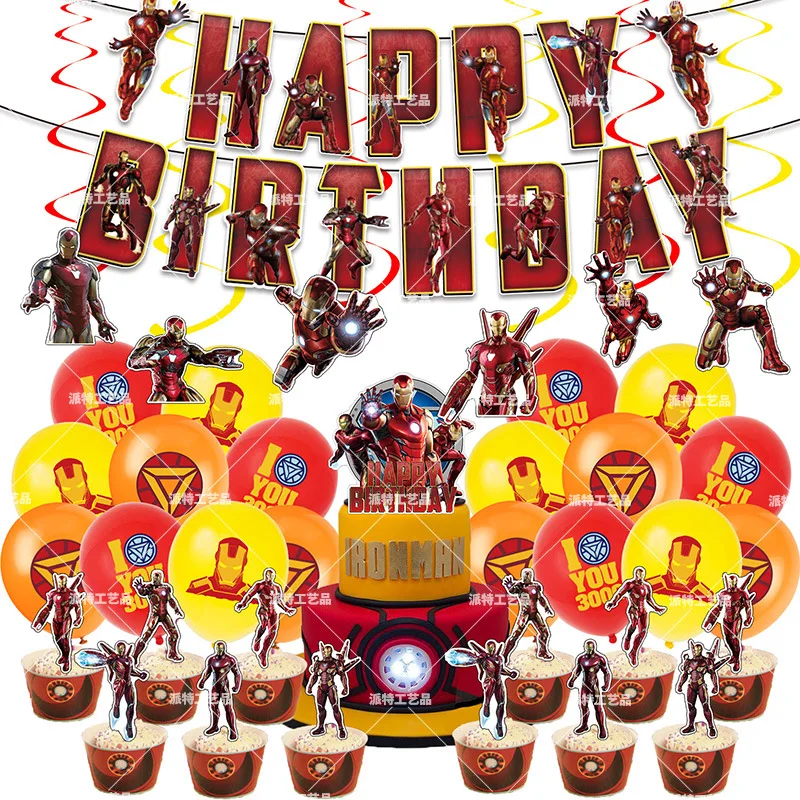 

Disney Iron Man Theme Party 12inch Latex Hero Balloons Banner Cake Topper Birthday Party Decoration Supplies Toys For Kids Gift