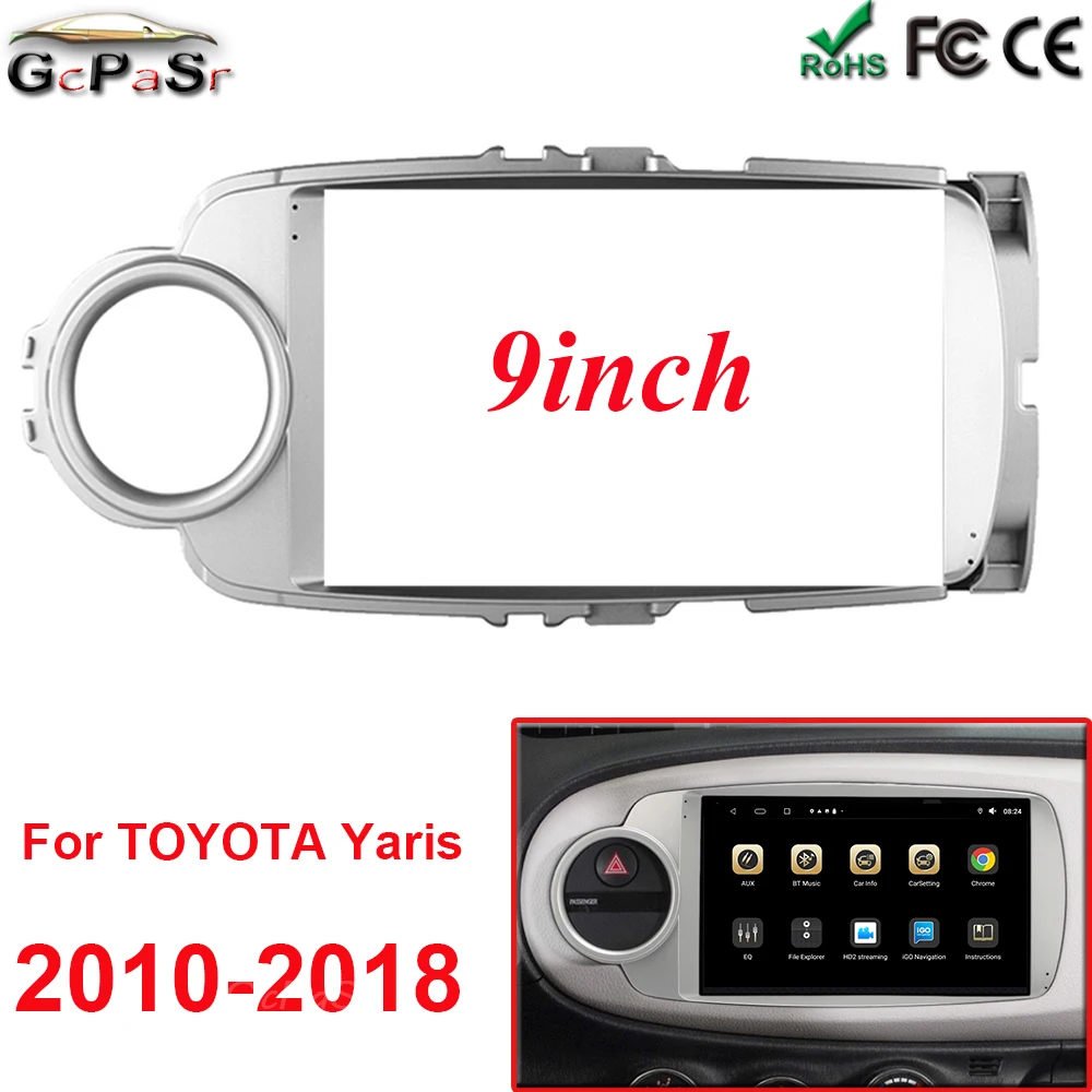 

9 Inch Car Fascia With Air Conditioning Board And Canbus Box For TOYOTA Yaris 2010-2018 Fascias Panel Dash Car Dvd Frame