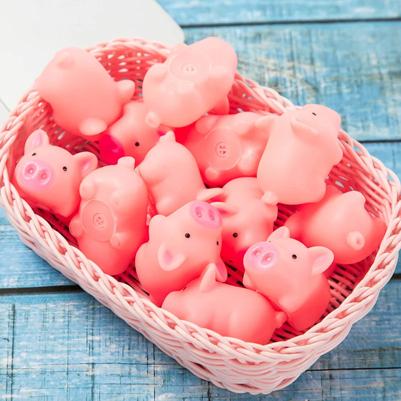 10 pcs Cute Pig Bath toy Float Squeeze Sound Dabbling Toys Baby Cartoon Water Swimming Play Bath Soft Rubber Pig Squeeze Toy